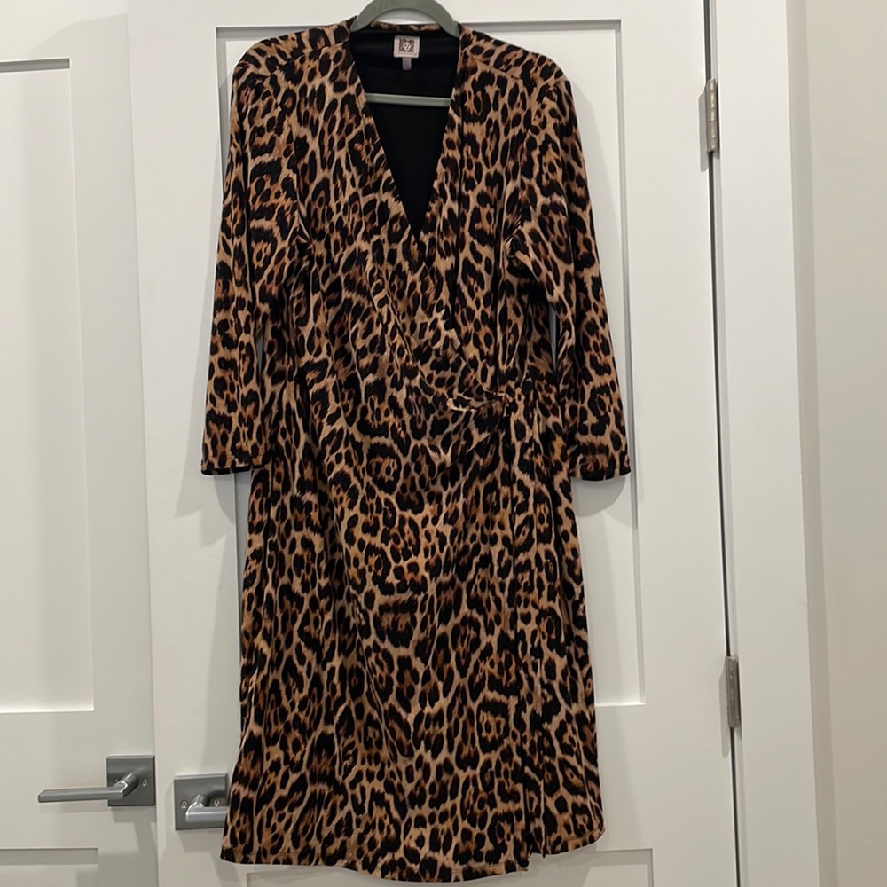 Anne Klein Signature Wrap Dress Leopard
